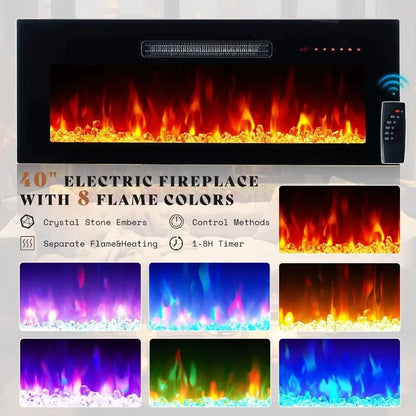 Floating TV Stand with 40 Electric Fireplace Modern Wall Mounted with Storage 80in Media Console Ohberri