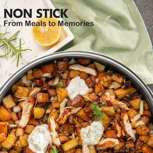 Non Stick, 10 Pcs Hybrid Stainless Steel Cookware Set Ohberri