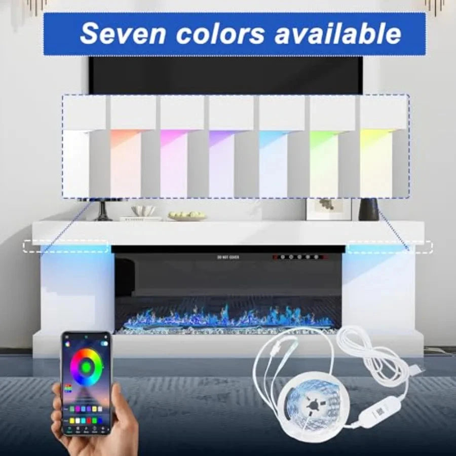 Fireplace TV Stand for TVs up to 70 with 7Color Lights with 12Color Flame 2Level Heating Ohberri
