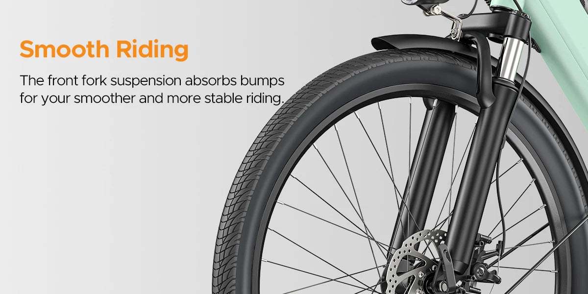 26'' Commuter Electric Bicycle 700W Peak Motor 7 Speed Electric Bike, Green - Ohberri