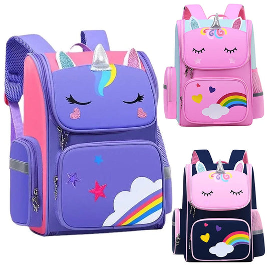 Kid Backpack for Girl Unicorn Children Rainbow Eyes School Bag Ohberri