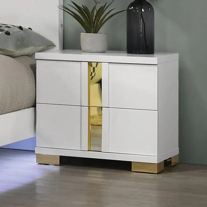 Modern 3-Piece Bedroom Set, Full Size Bed with LED, 2 Nightstands - Ohberri