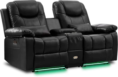 Power Reclining Sofa – Electric Double RV Sofa with LED Lights - Ohberri