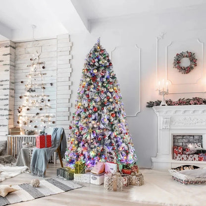 9ft 2094 Branch Automatic Tree Structure PVC Material Green Flocking 900 Lights Warm Color Four Colors 8 Modes Ohberri