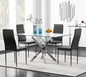 5 Piece Dining Table Set,Tempered Glass Dining Table Set for 4 Kitchen Table Set with 4 Upholstered Chairs for Dining Room - Ohberri