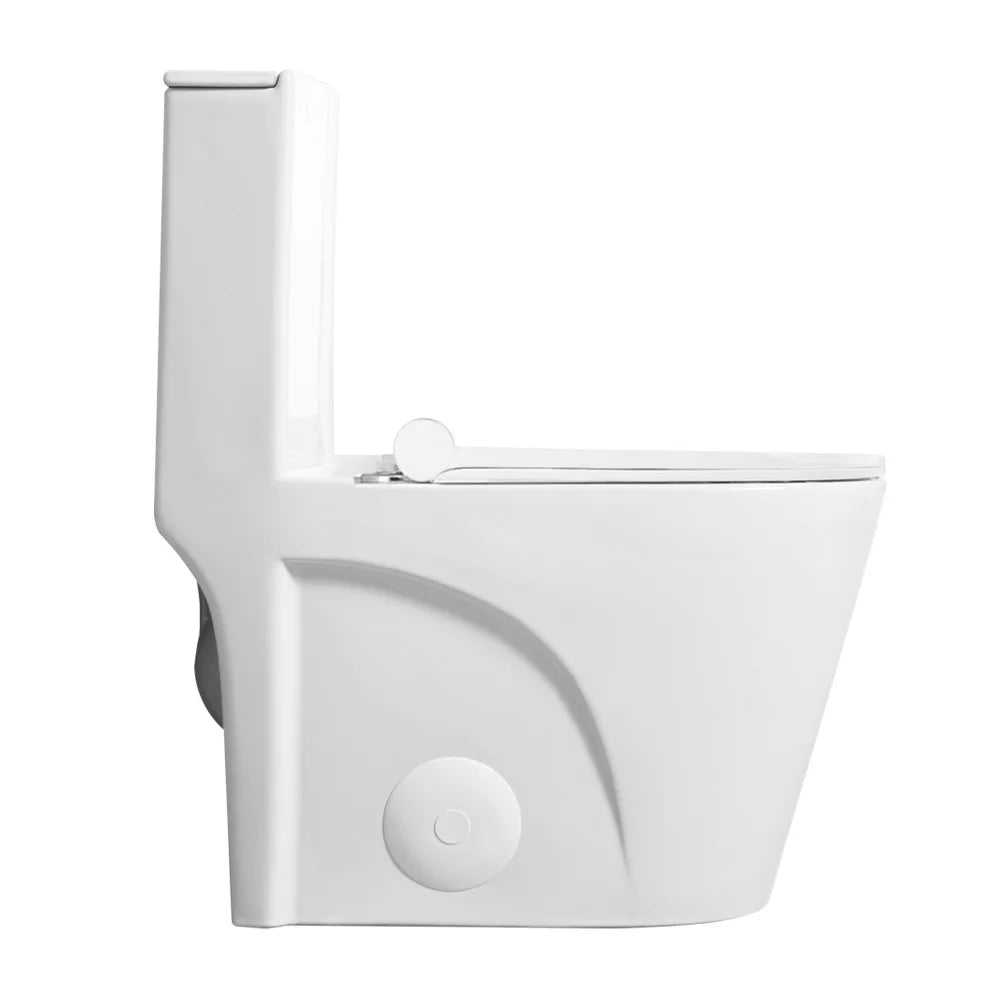 Dual Flush Floor Mounted One-Piece Toilet with Soft-Close Seat In Glossy White Ohberri