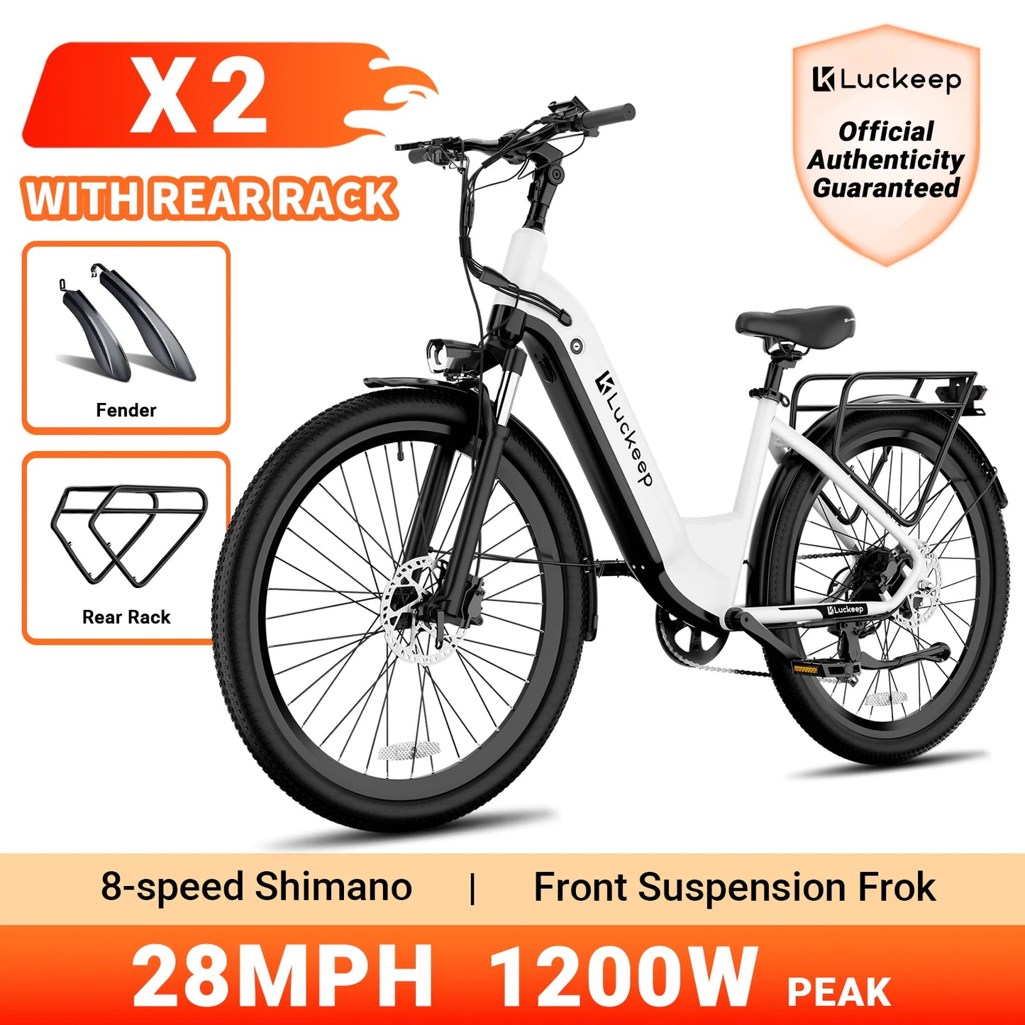 Electric Bike 1200W Peak,28MPH 80Miles,20AH, 26'' - Ohberri