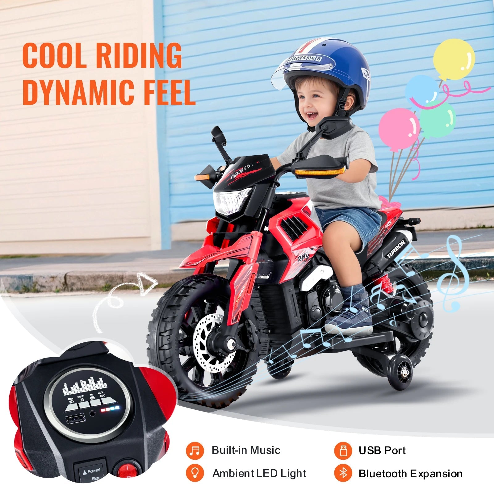 6/12V Children's Electric Car Kids Ride On Motorcycle with Detachable Wheel Headlight Ohberri