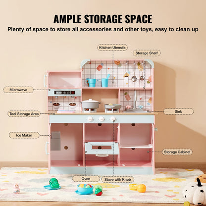 Pretend Play Cooking Toy for Kid Kitchen, Accessories with Lights & Sounds - Ohberri