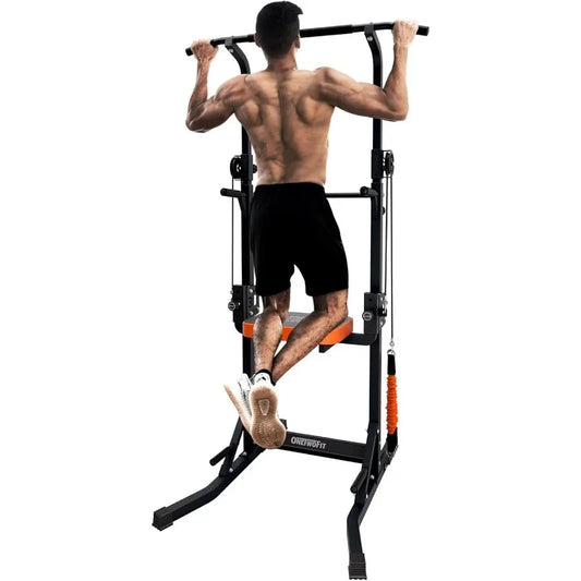 Power Tower Pull Up Bar Station Assistive Trainer, Multi-Function Adjustable Height Dip Station Ohberri
