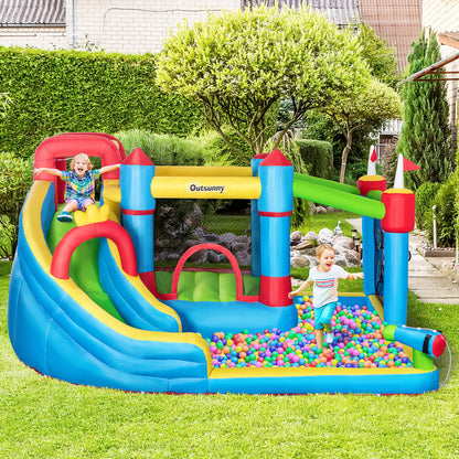 6-in-1 Inflatable Bounce House, Inflatable Water Slide - Ohberri