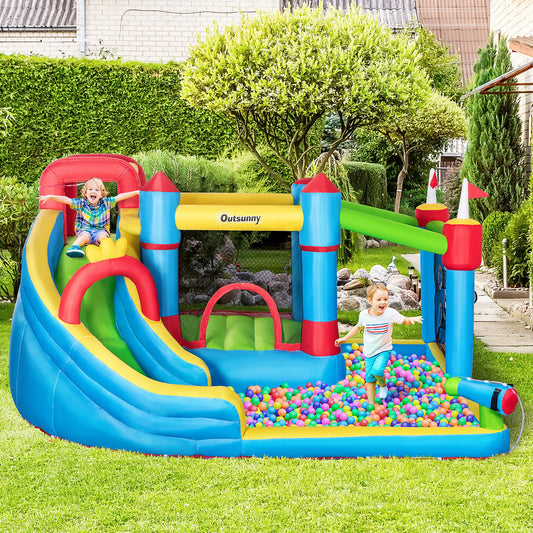 6-in-1 Inflatable Bounce House, Inflatable Water Slide - Ohberri