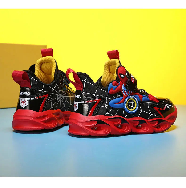 Disney Boys Shoes LED Lights Cartoon Autumn Children's Sports Shoes Leather Non-slip Children's Running Shoes Sneaker Size 25-35 Ohberri