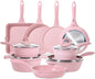 Pink Pots and Pans Set Nonstick 23pcs Induction Ohberri