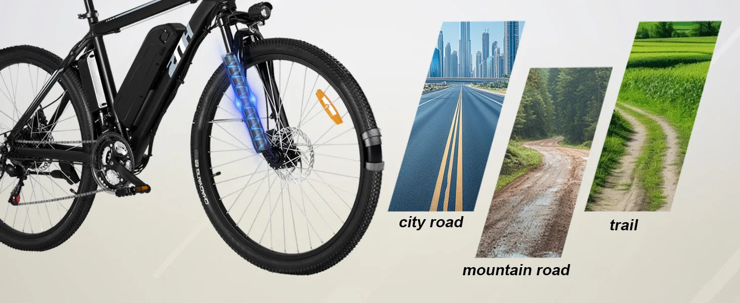 1000W Motor Peak 48V Electric Bike 26 inch Electric Mountain Bike 50Miles Range 20MPH - Ohberri