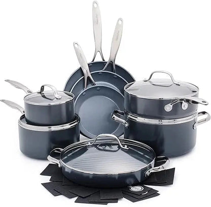 16-Piece Ceramic Nonstick Cookware Set - Induction Compatible Ohberri
