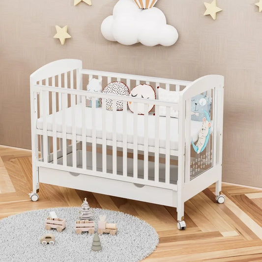 5 in 1 Adjustable Height Convertible Wood Baby Crib - Ohberri