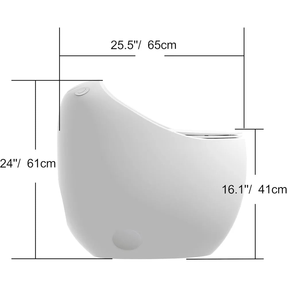 Egg-Shaped One-Piece Toilet 1.28 GPF Low-Flush Toilet with SoftClose Seat, Quiet Flushing & Space-Saving Design – Glossy White, Ohberri