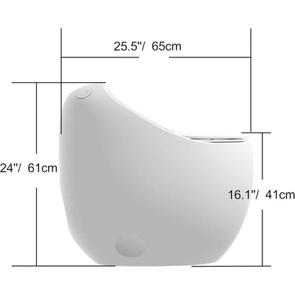Egg-Shaped One-Piece Toilet 1.28 GPF Low-Flush Toilet with SoftClose Seat, Quiet Flushing & Space-Saving Design – Glossy White, Ohberri