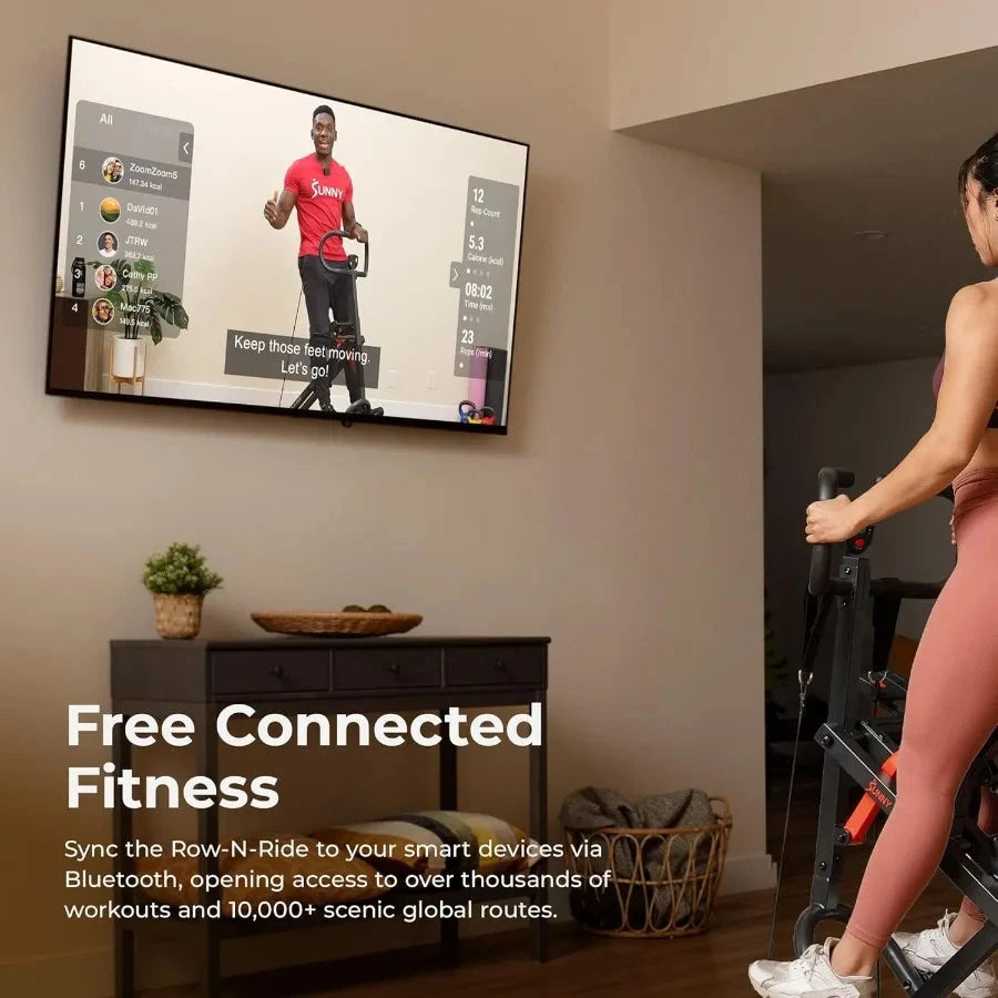 Row-N-Ride PRO, Full Body Combo Squat Machine w/Optional Resistance Band Ohberri