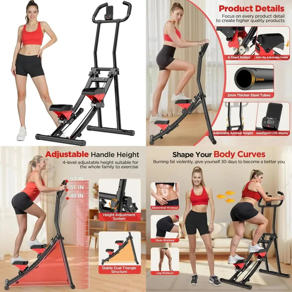 "Compact Home Stair Climber for Full-Body Workout with Adjustable Handlebar and Pedals" Ohberri
