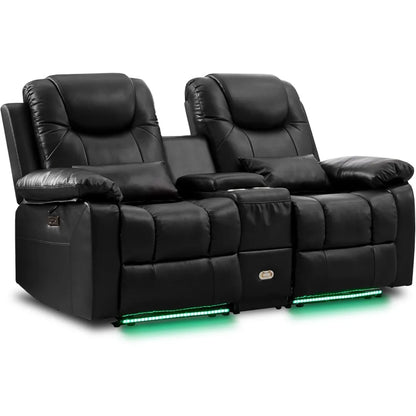 Power Reclining Sofa – Electric Double RV Sofa with LED Lights - Ohberri