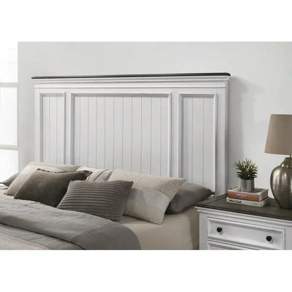 5-Piece Wood Bedroom Set with Shiplap Panel Queen Bed, Dresser, Mirror, Nightstand, and Chest - Ohberri