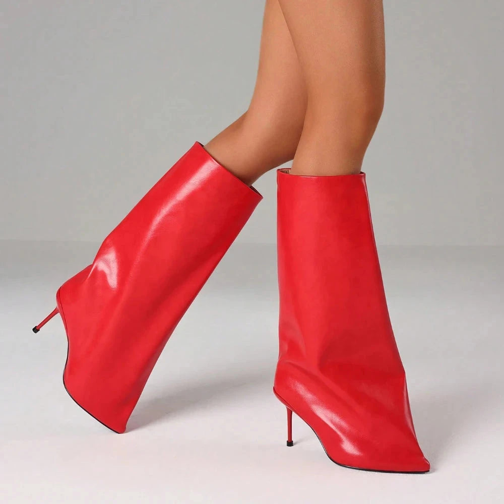 Knee High Slash Flare Boots Ohberri