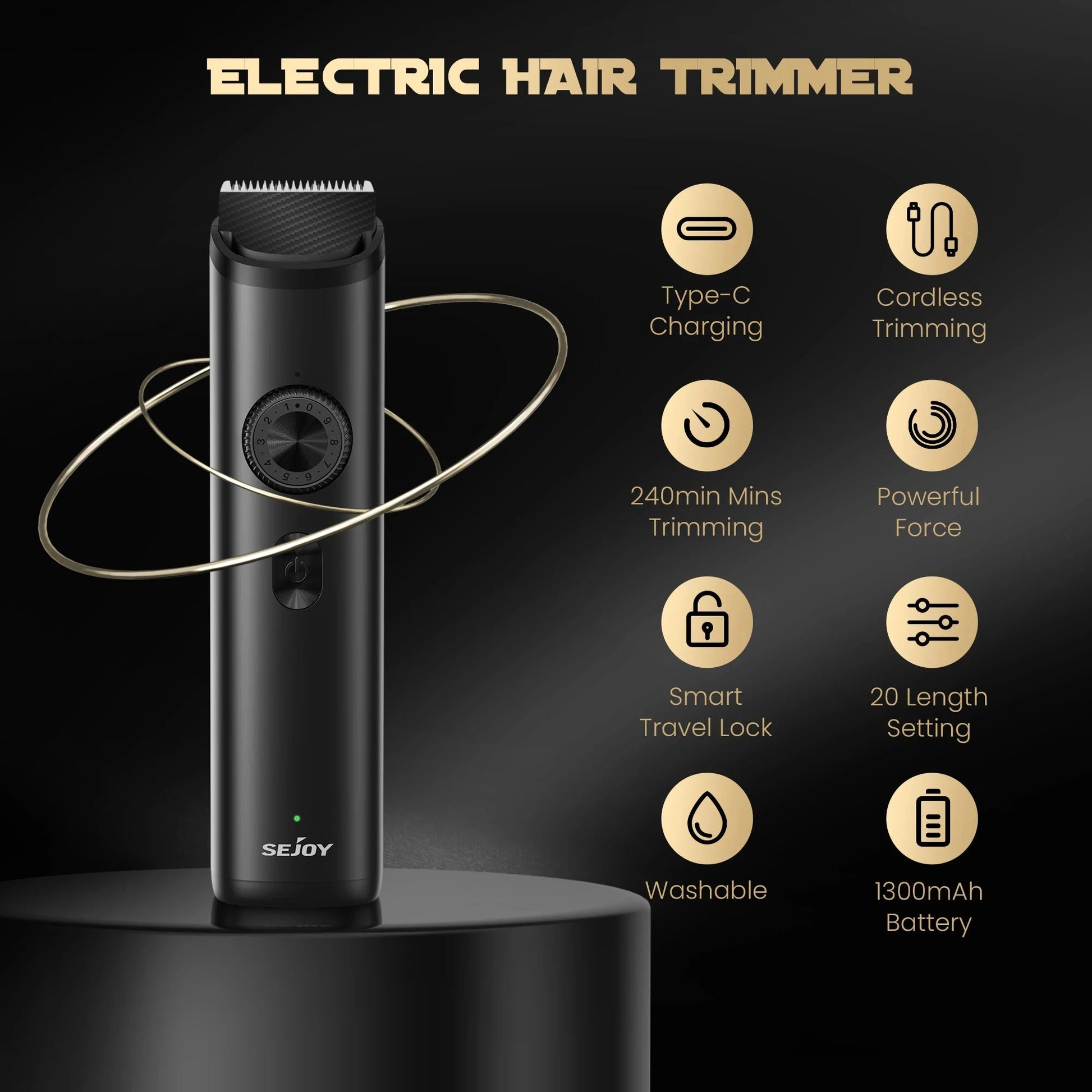 Professional Electric Hair Clippers with Lock Portable Men's Cordless Beard Trimmer Ohberri
