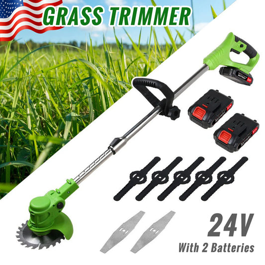 Weed Trimmer Lawn Electric Brushles 2-in-1 Cordless String Grass Trimmer Cutter Fast Charger With 2 xBattery for Yard Garden - Ohberri