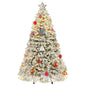 6ft Prelit Snow Flocked Artificial Full Christmas Tree with Remote Control Ohberri