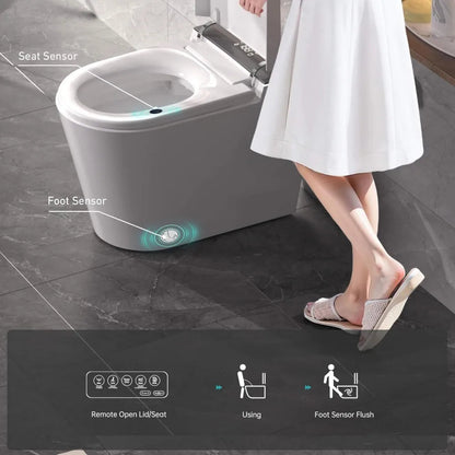 Smart Toilet with Bidet Built in, ADA Height Toilet bidet with Foam Shield, tankless Toilet Ohberri