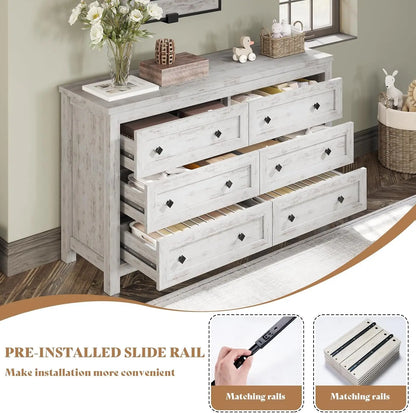 2-Piece Bedroom Set, Queen Bed Frame and 6 Drawer Dresser - Ohberri