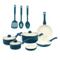 12 Piece Nonstick Aluminum Alloy Cookware Set, Blue Ohberri