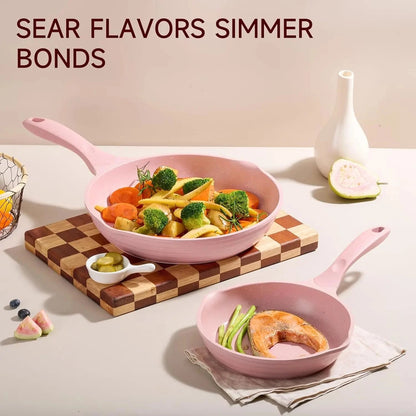 Pink Pots and Pans Set Nonstick 23pcs Induction Ohberri