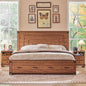 Queen Size Wood Bed Frame with 54" Tall Geometric Headboard, 2 Large Storage Drawers, Solid Wood Slats Support - Ohberri