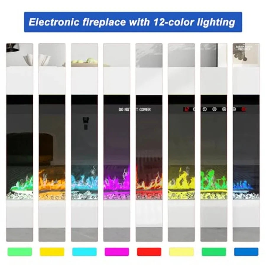 Fireplace TV Stand for TVs up to 70 with 7Color Lights with 12Color Flame 2Level Heating Ohberri