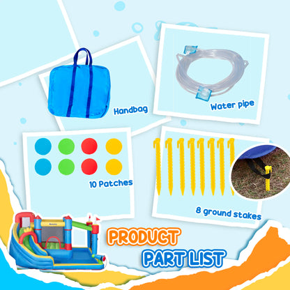 6-in-1 Inflatable Bounce House, Inflatable Water Slide - Ohberri