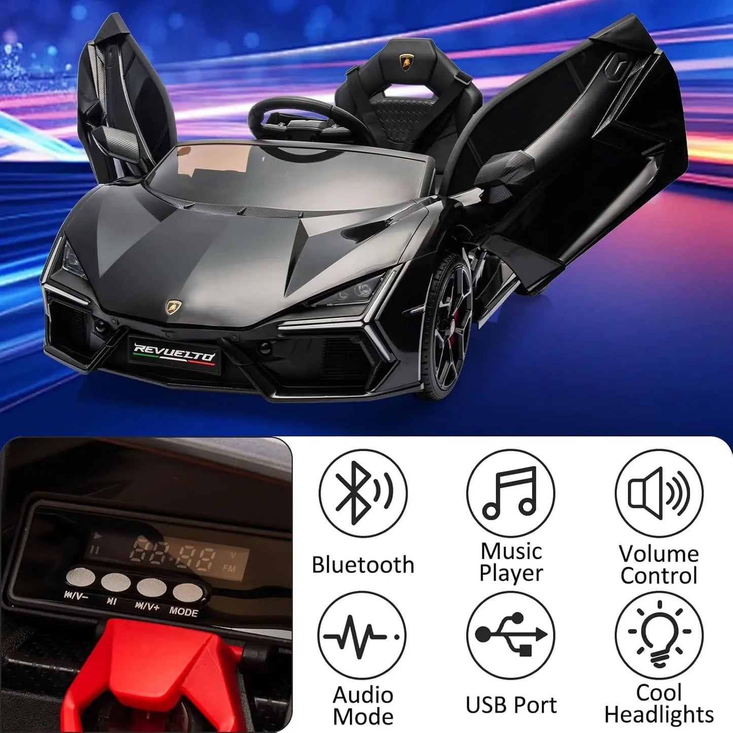 Ride On Car for Kids Licensed Lamborghini Revuelto Electric Vehicle 12V Battery Powered Ohberri