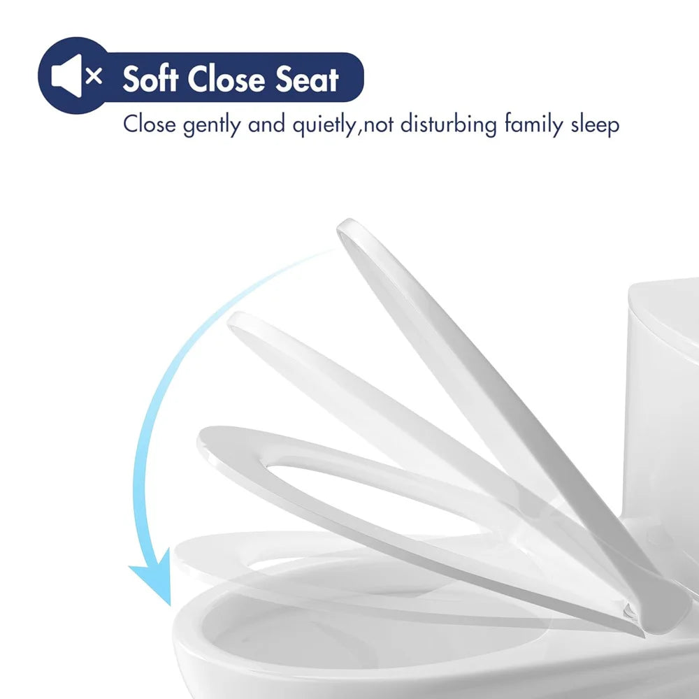 Dual Flush Floor Mounted One-Piece Toilet with Soft-Close Seat In Glossy White Ohberri