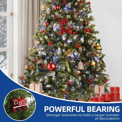 6ft Pre-Lit Frosted Pine Artificial Christmas Tree with 818 Tips and 250 Lights Ohberri