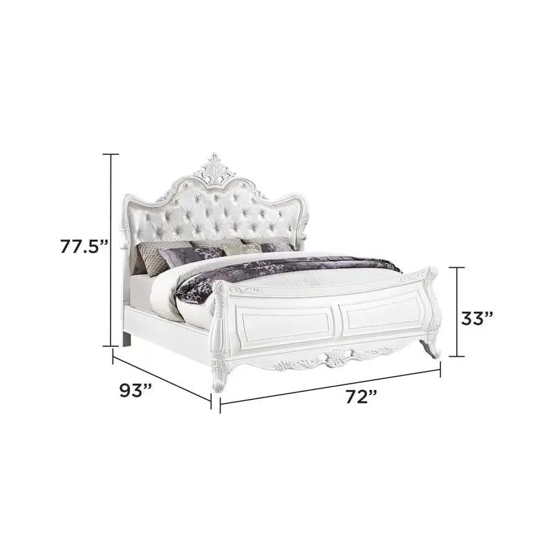 Modern 5-Piece Queen Bedroom Set in Pearl White Wood Finish - Ohberri