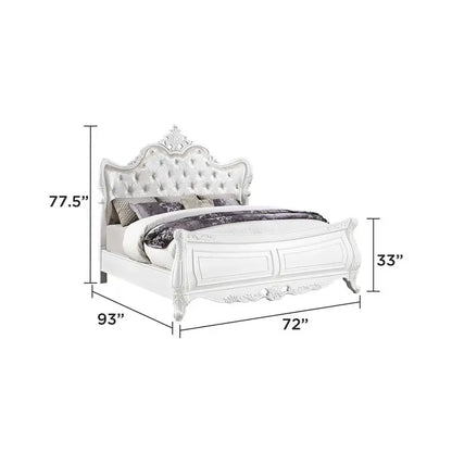 Modern 5-Piece Queen Bedroom Set in Pearl White Wood Finish - Ohberri