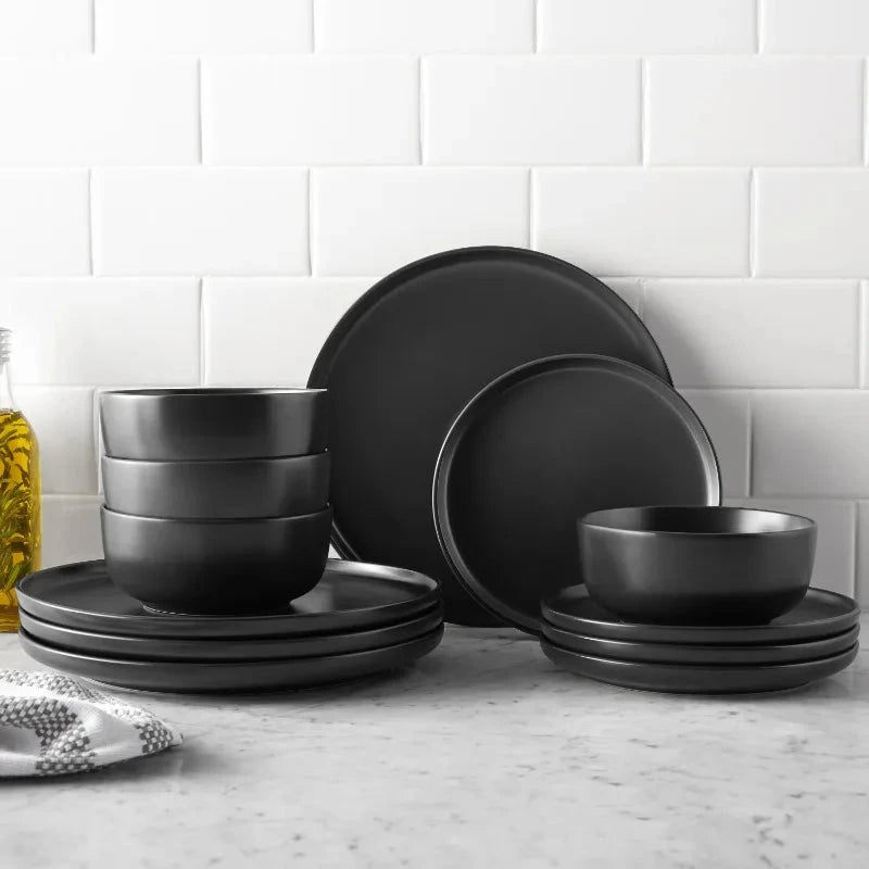Simple and versatile, matte 12-piece earthenware dinnerware set Ohberri