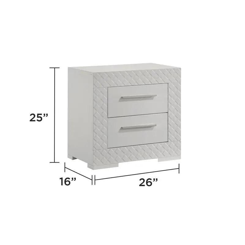 Modern 4-Pc King Bedroom Set with LED Headboard- White - Ohberri