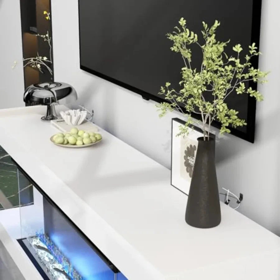 Fireplace TV Stand for TVs up to 70 with 7Color Lights with 12Color Flame 2Level Heating Ohberri