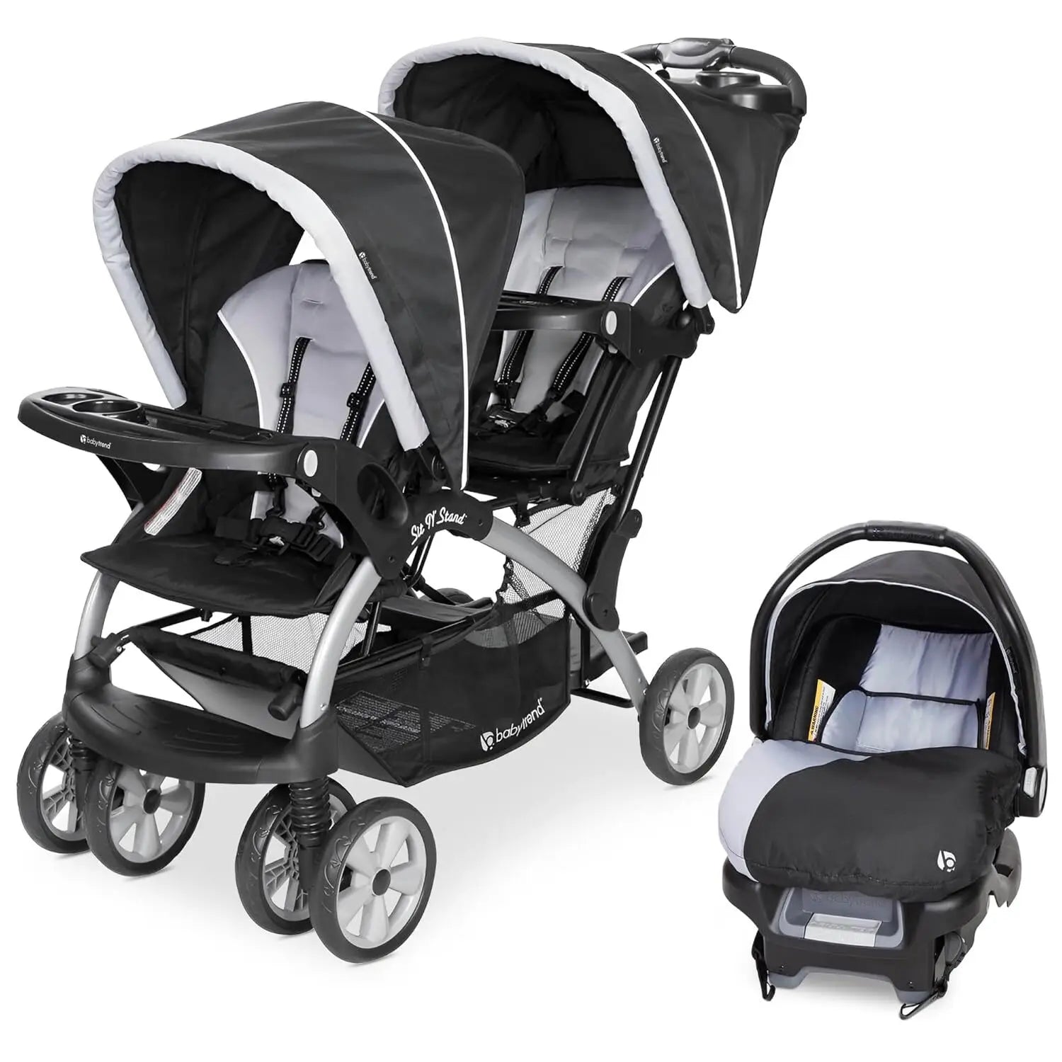 Double Combo, 2-Piece Set, Storm - Portable Lightweight Stroller 2-In-1 And Car Seat Travel System - Ohberri
