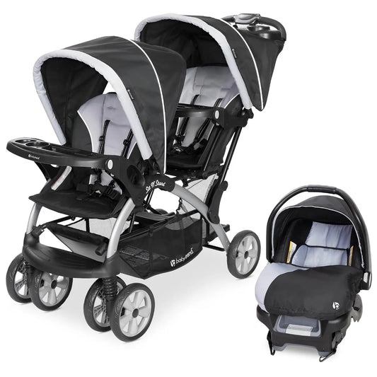 Double Combo, 2-Piece Set, Storm - Portable Lightweight Stroller 2-In-1 And Car Seat Travel System - Ohberri