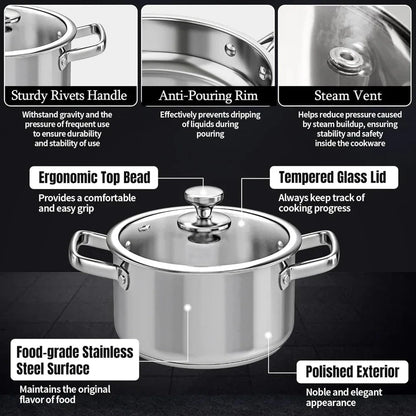 Stainless Steel Cookware Set, 16-Piece Pots and Pans Set Non Toxic Ohberri