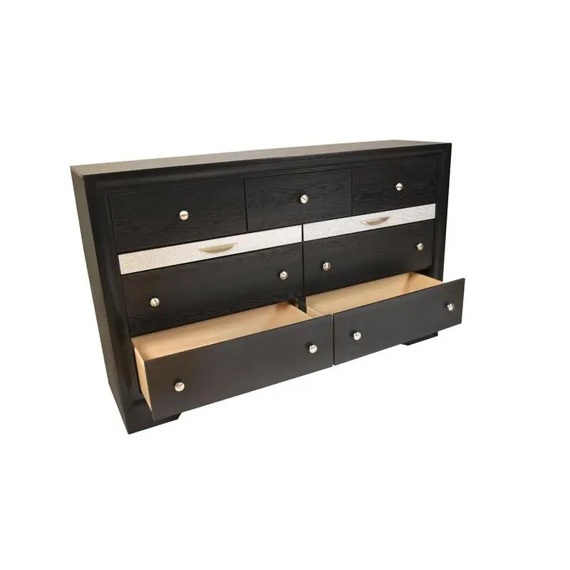 5-Piece Full Bedroom Storage Set in Black Wood Finish - Ohberri